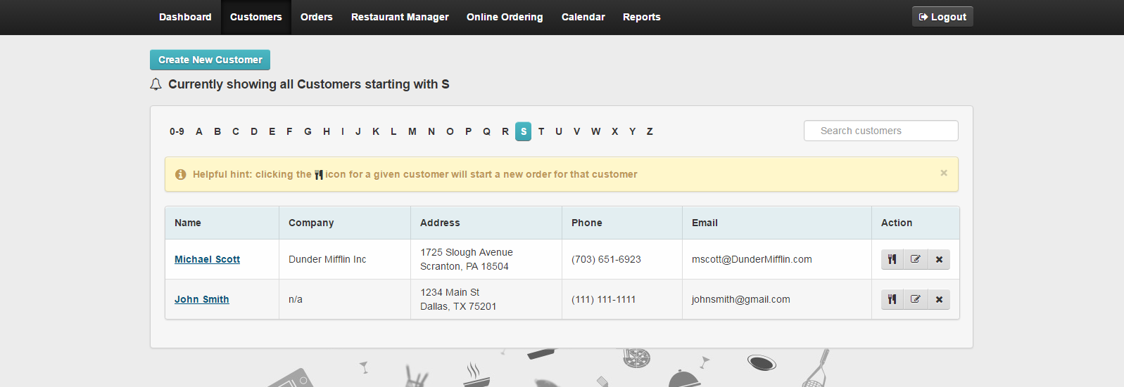 Restaurant Customer Relationship Manager (CRM)
