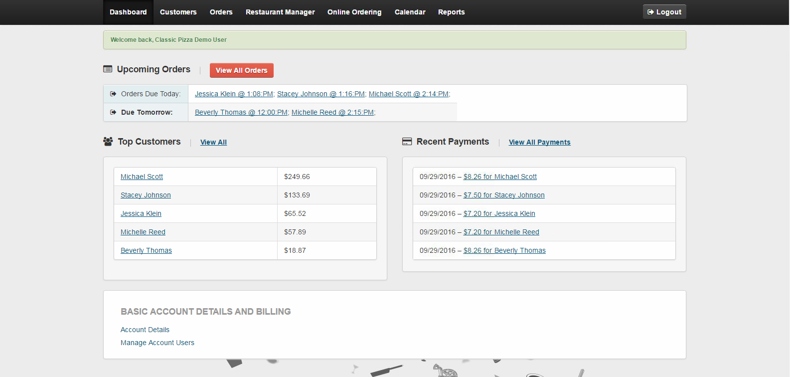 Restaurant Dashboard